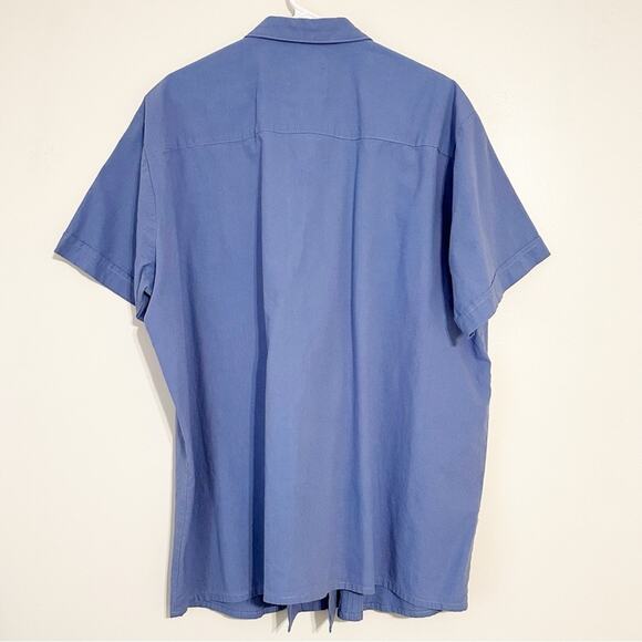 KOONDA'VI Artesania Mixteca Retro Men's Blue Button Down Short Sleeve Shirt - Picture 2 of 5